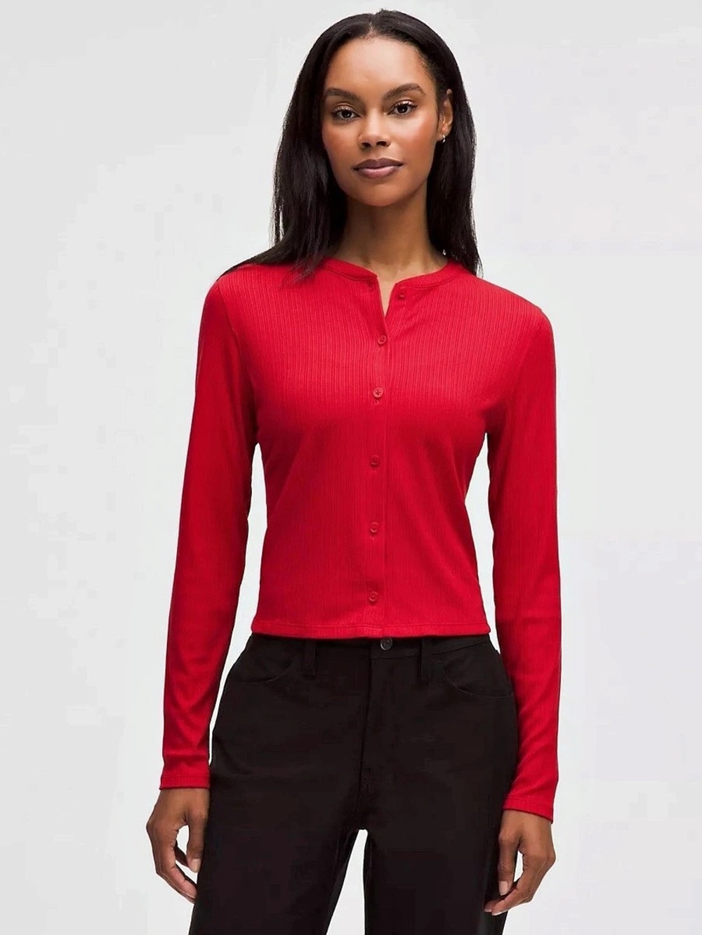 Lululemon Hold Tight Micro Rib Cardigan Oxford Red